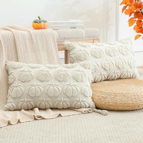 JOTOM Fall Cushion Covers 40x60cm Set of 2 Pumpkin Autumn Thanksgiving Decorative Throw Pillow Covers Soft Plush Faux Fur Pillow Case for Home Bedroom Couch Sofa Decor (Cream Beige) - Cosy Home Interiors JOTOM Fall Cushion Covers 40x60cm Set of 2 Pumpkin Autumn Thanksgiving Decorative Throw Pillow Covers Soft Plush Faux Fur Pillow Case for Home Bedroom Couch Sofa Decor (Cream Beige) - Image 7