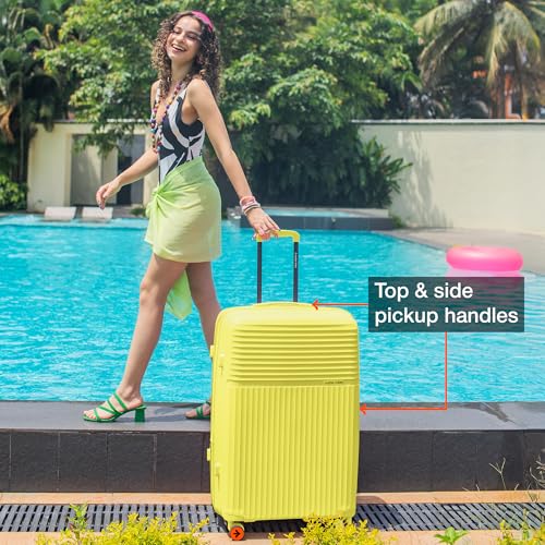 Image of Nasher Miles Krabi Expander Hard-Sided Polypropylene Luggage Set of 2 | 65cm & 75cm | 8 Wheels Medium & Large Trolley Bag for Travel | Suitcase (Yellow)