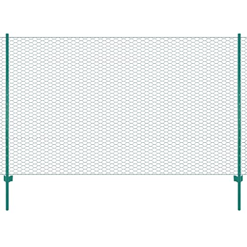 vidaXL Valla Jardín Malla Alambre Rollo + 11 Postes Acero Vallado Metálico Cercado Metal Protección Separador Corral...