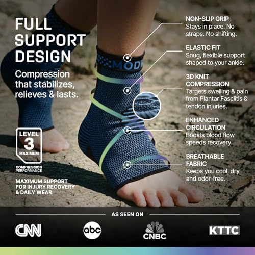 Image of Modvel Foot & Ankle Brace Socks for Sprained Ankle Compression Sleeve - Foot Support for Women & Men - Tendonitis & Arthritis Ankle Brace Sports Running, Torn Ligaments & Women Stabilizing Ankle Wrap