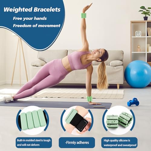 Image of Wrist Ankle Weights for Women 2 Pack(1lb Each), Ideal for Strength Training | Adjustable Silicone Wearable Arm and Leg Weights for Pilates, Gym, Yoga, Cardio. Waterproof, Anti slip, Sweat Proof