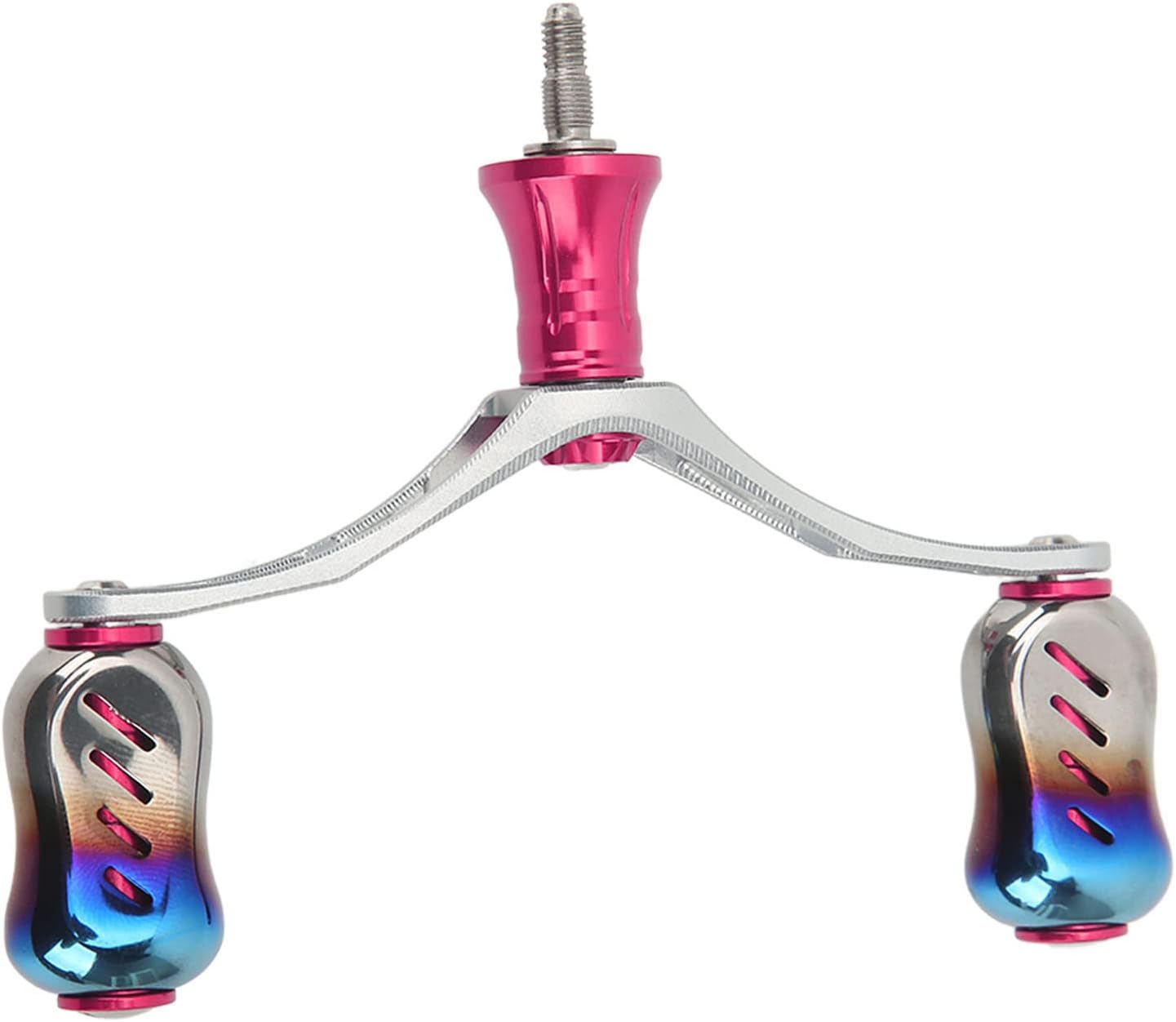 Spinning Double Reel Handle Aluminum Alloy Fishing Rocker Handle - Durable Lightweight 176g, Comfortable Grip for Outdoor DIY Fishing Reel Balancer, Replacement Part, Pink