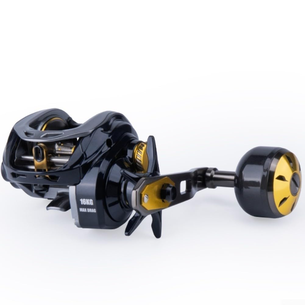 Aluminiowa szpula kołowrotek Baitcaster 6+1BB włókno węglowe | Aluminiowa szpula CNC, głęboka konstrukcja, zapobiega ślizganiu się linii, długa odległość odlewania, łożyska kulkowe 6+1