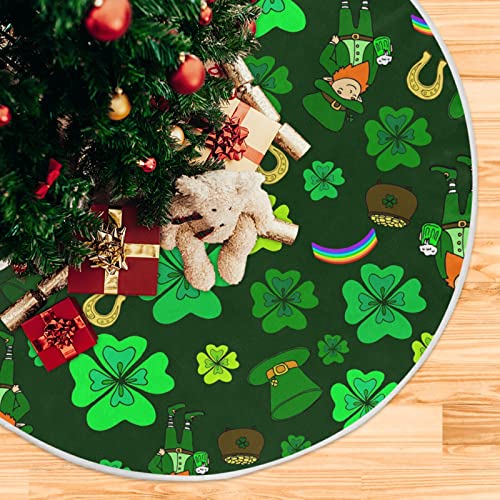 Moudou St. Patrick's Day Tree Skirt Clover Christmas Tree Skirt For Holiday Party Decoration 36 Inch #TOP4