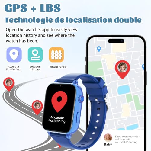 Image of 4G Kids Smart Watch for Boys Girls with GPS Tracker, SOS, Two Way Call Video Calling Voice Chat,School Mode, Alarm Clock,Safe Zones,Pedometer,Stopwatch,Games Children Smartwatch for 4-12 (4G Blue)