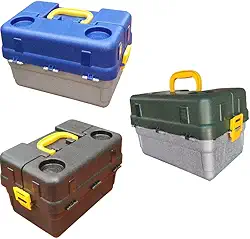 Maleta Caixa Grande de Pesca Ferramentas Bandeja Articuladas (Azul e Cinza)