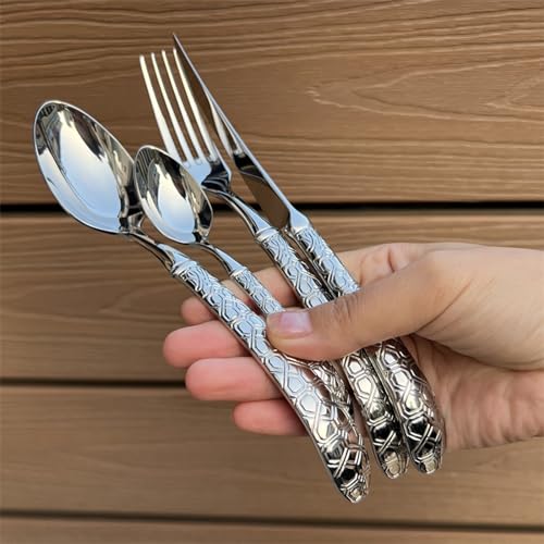 Silverware Set for 10 Flatware Set Imitation Turtle Shell Pattern Cutlery Set Luxury Style 18/8 Stainless Steel Utensils Set Forks Spoons And Knives Set Flatware Sets Best Gift Combo Dishwasher Safe