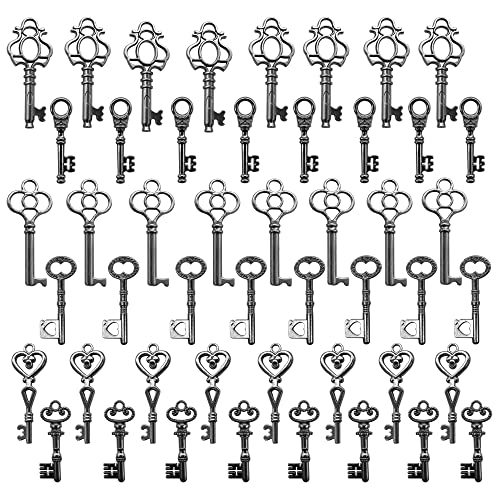 48PCS Antique Mini Collection Skeleton Keys (Black)