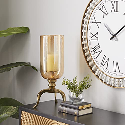 Deco 79 Aluminum Metal Single Candle Hurricane Lamp, 9
