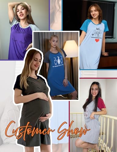 Image of Ekouaer Womens Nightgown Short Sleeve Night Dress Printed Sleepwear Soft Sleep Shirt S-3XL