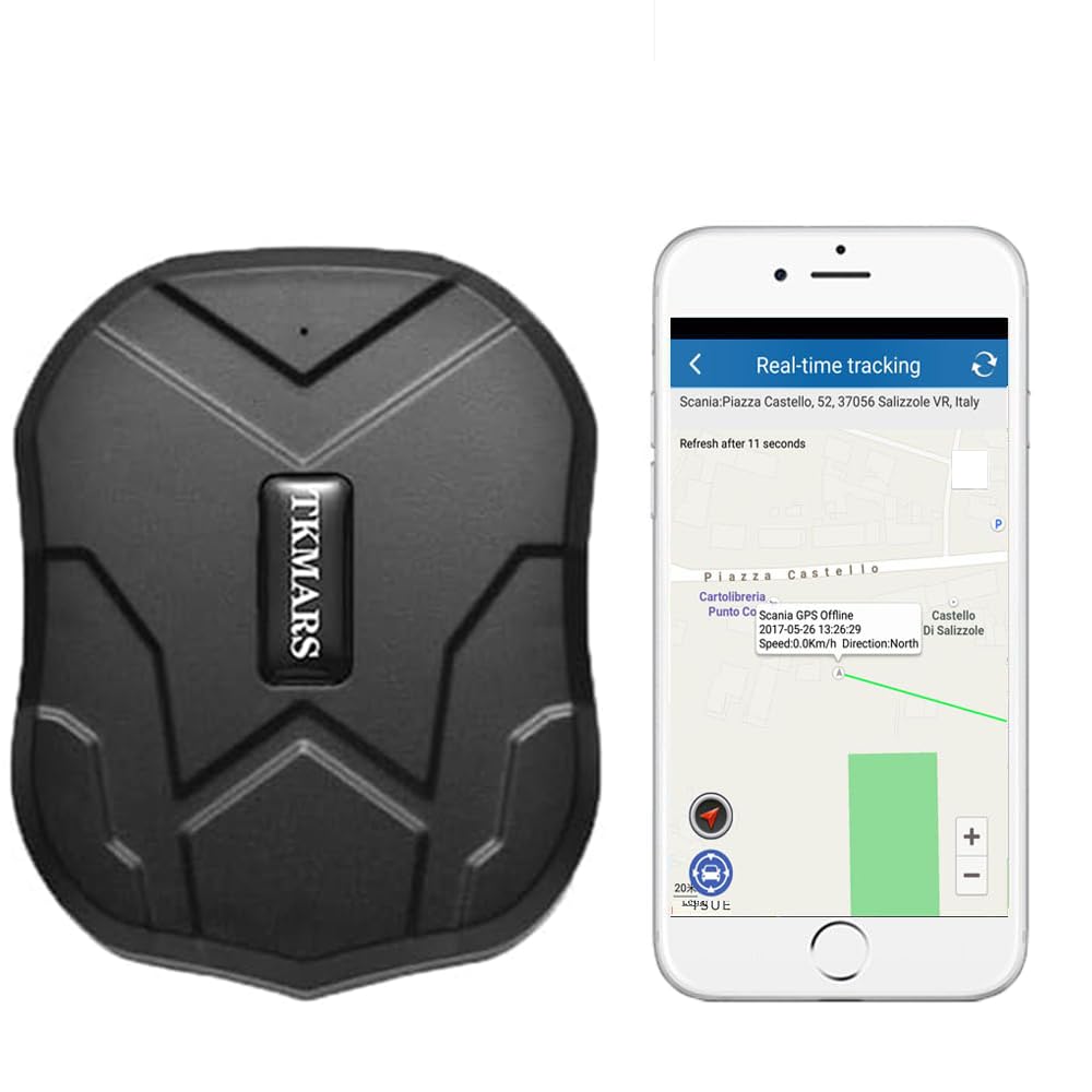 TKMARS Localizzatore TK905 GPS per auto con calamita, senza abbonamento, monitoraggio in tempo reale e varie modalità di avviso, batteria da 5000 mAh, GPS Tracker antifurto per Auto Moto con app
