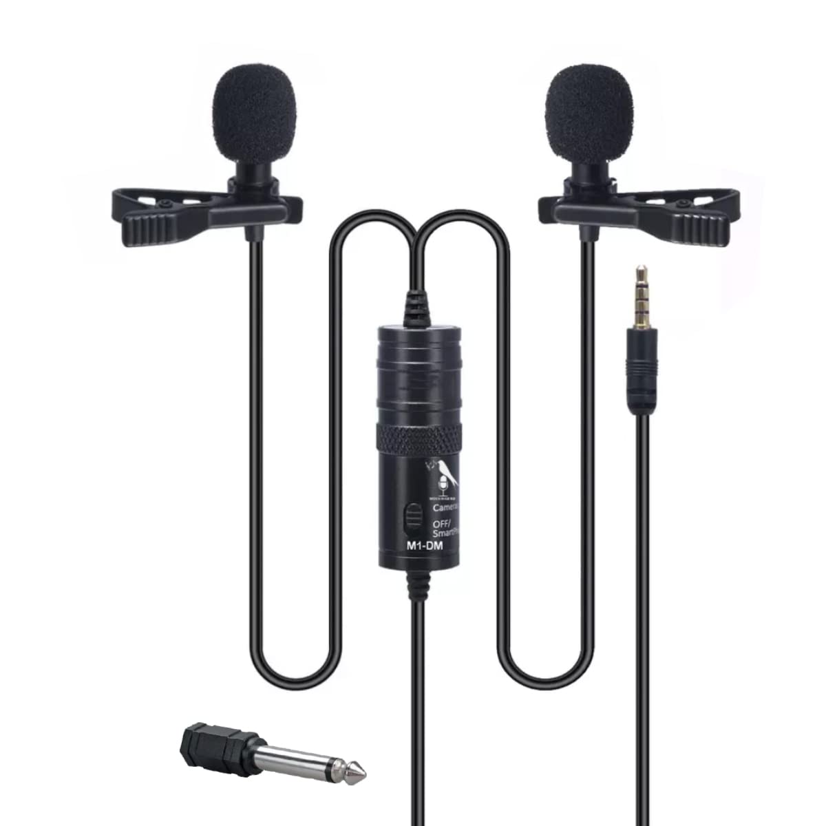 DEVICE OF URBAN INFOTECH M1DM Dual Collar Microphone Wired Condenser Microphone Clip on Collar Mic with Battery for Recording, Vlogging for Smartphone, DSLR Camera & PC