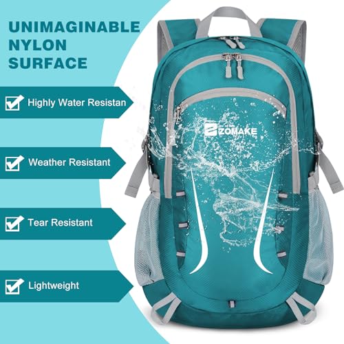 Image of ZOMAKE Lightweight Packable Backpack 35L, Foldable Backpacks Water Resistant Collapsible Light Daypack for Hiking(Turquoise Green)