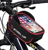 JeeLet Bolsa Bicicleta Bolsa Movil Bici con Ventana para Pantalla Táctil Cuadro Pantalla Táctil Cremallera Impermeable Soporte para Móvil 6,5" (Red)