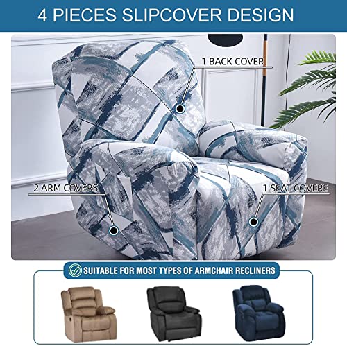 Image of Eco-Ancheng Recliner Slipcovers 4-Pieces Lazyboy Recliner Covers Recliner Couch Covers Recliner Chair Cover Non Slip Reclining Slipcovers with Storage Pockets Furniture Protector for Living Room