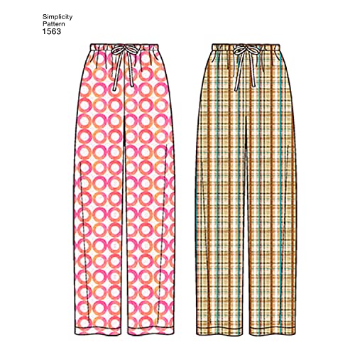 Image of Simplicity S1563 Family Pajama Sewing Pattern, Teens', Men's & Women's Sleepwear, Sizes XS-XL