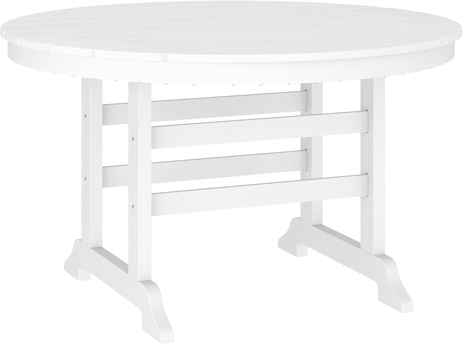 EMMA + OLIVER Elyria Outdoor Dining Table for 4, Adirondack Style Recycled HDPE All-Weather Table, UV Fade and Weather Resistant, 48" Round, White