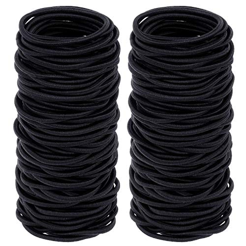 Black Hair Ties, Shynek 150Pcs Bulk Hair Ties Elastics Hair Bands Small Hair Ties (4mm)