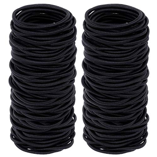 Black Hair Ties, Shynek 200Pcs Bulk Hair Ties Elastics Hair Bands Small Hair Ties (3mm)