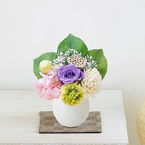 プリザーブドミニ仏花 なぎさ 1個 花器付き はなみどりのサムネイル