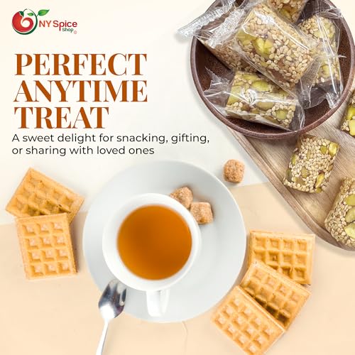 Image of NY Spice Shop Malban Araysseh with Sesame and Pistachios - 1 Pound Traditional Middle Eastern Nougat Candy with Chewy Malban Roasted Pistachios & Sesame Seeds - Individually Wrapped Mediterranean Sweet Treat