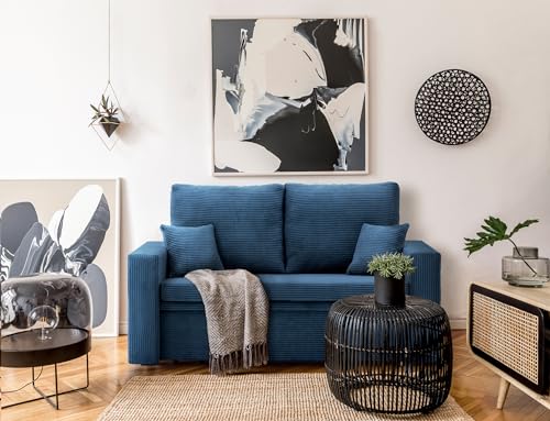 Sofa Aikido I 150x85 - mit schlaffunktion - Farben zur Auswahl - modernen Sofa - mit Bettkasten - Moderner Cordstoff - Stoff POSO (POSO 022)