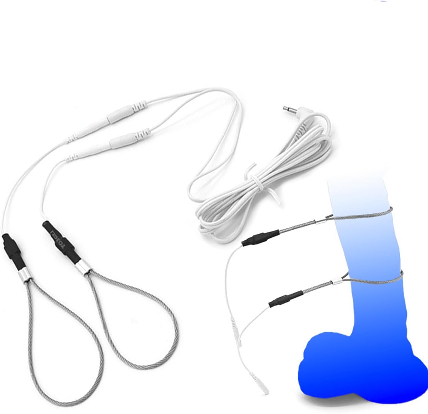 2PCS Adjustable Stretch Penis Ring Electric Shock Cock Ring with Beads Set Male Exercise Bondage Fun Sex Toys
