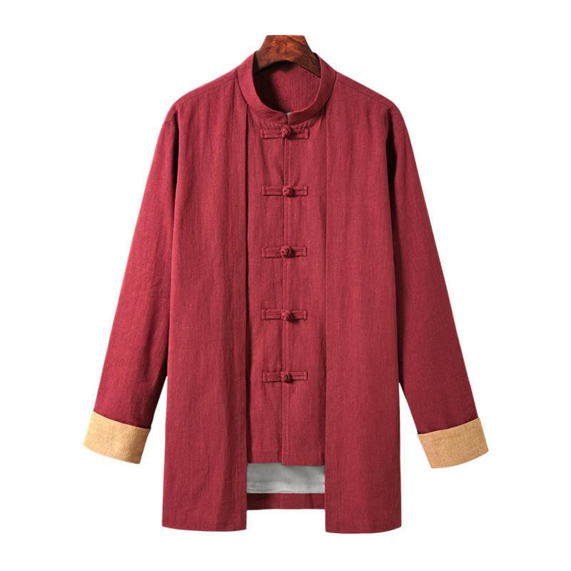 Costume Hanfu rétro en lin de qualité supérieure pour homme chic gris - 5
