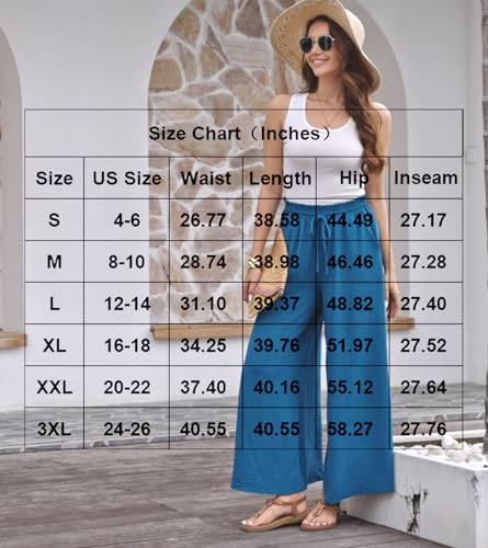 Bestbee Palazzo Pants for Women Dressy Casual Wide Leg Trousers Elastic Waist with Pockets4