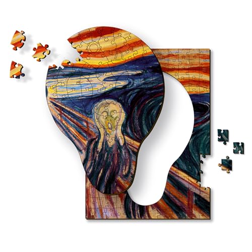 Trefl – Puzzle en Bois : Le cri, Edvard Munch - 200 pièces - Puzzle Artistique Wooden Puzzle, Tableaux connus, Artistes Célèbres, pour Adultes et Enfants à partir de 9 Ans