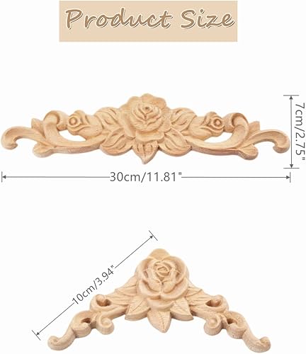 Miniatura 2 de MUXSAM Juego de 5 calcomanías decorativas talladas sin pintar para puerta de cama, armario, mantel, techo, pared, cabecero, decoración de proyectos