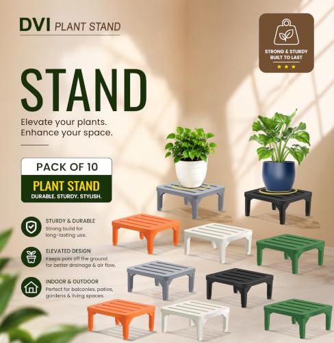 Image of DVI Heavy Duty Multicolour Plant Stand | Pack of 10 | Strong, Durable, Rust-Proof | Supports Up to 200 Kg | Indoor & Outdoor Use | Pot Stand for Big Size Plants | All Weather Resistant Pot Stand