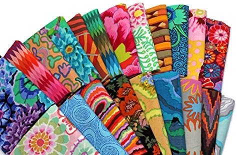 Fields 10 Fat Quarters - Kaffe Fasset Collections by Free Spirit Floral Flowers Flower Botanical Geometric Pattern Assorted Quality Quilters Cotton Fabrics