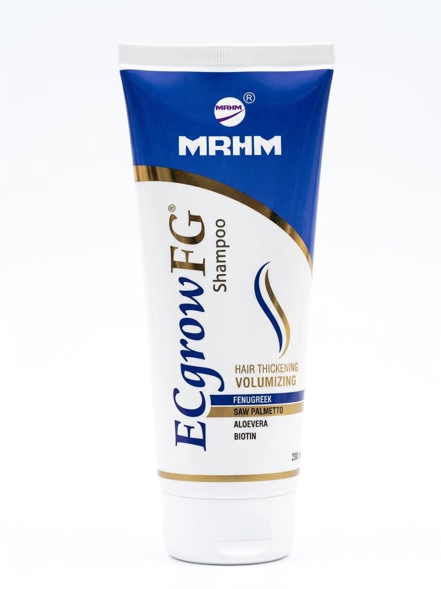 mrhm | ecgrowfg daily shampoo for hair growth & thickening | 200ml | enriched with saw palmetto, fenugreek & biotin – dht blocking formula | paraben & sulphate free