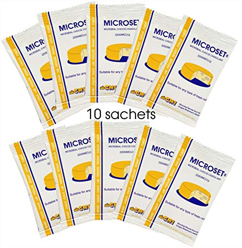 Cuajo Microbial Coagulant Mix Cuajo Caglio Presüre Lab | Paquete de 10 sobres | Cada bolsita es de 5 g | Use 1 bolsita para 50 L de leche