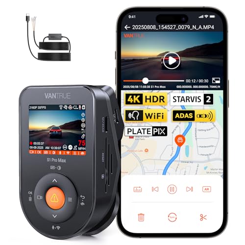 Dashcam 4K VANTRUE S1 Pro Max Avant avec kit de câblage USB-C VP03 pour sécurité continue