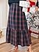 CUPSHE Women Skirts Plaid Ruffled Maxi Skirt Holiday High-Rise Waist Long Skirt Blue L