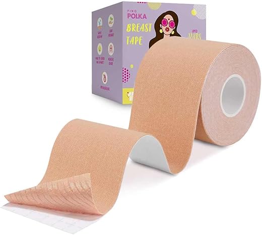 PINQ POLKA Boob Tape For Women for Breast Lift | Perfect Cleavage|Invisible |Breathable| Skin- Friendly Adhesive |Up To 12 Hrs Sticking Capacity | Reusable Cloth Bag| 7cm Wide &…