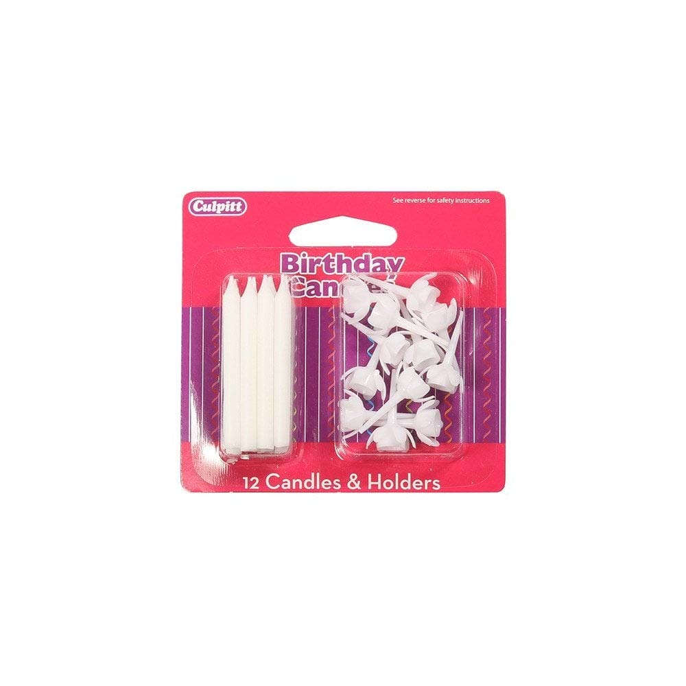 Culpitt White Party Candles With Holders X 12