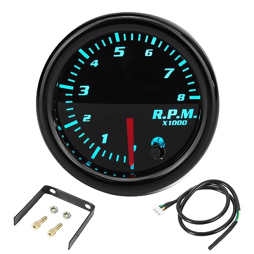 X AUTOHAUX 1 Set 2-1/16" 52mm 7 Color LED 8000 RPM Tachometer Gauge for Car