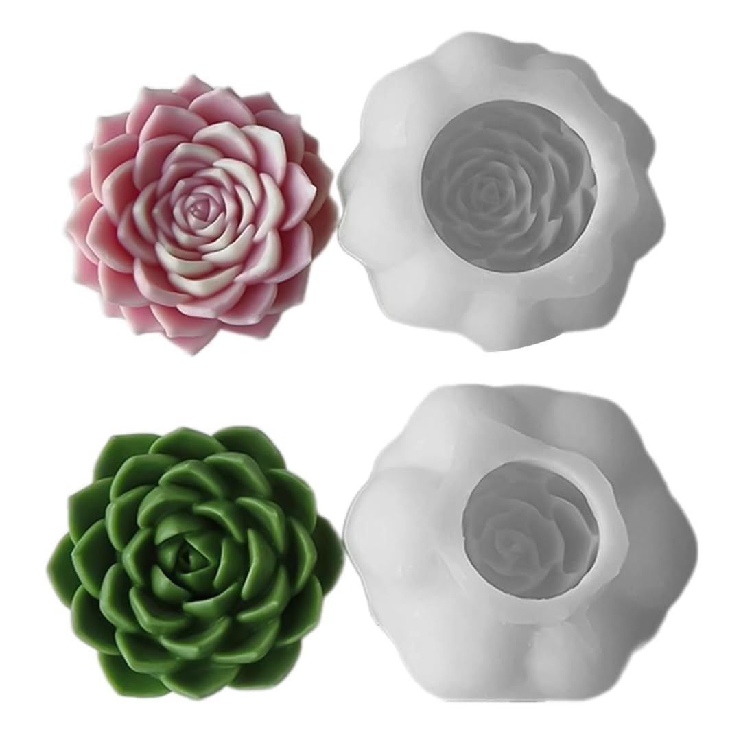 Skytail 2pc Succulent Flower Silicone Candle Moulds for Making Scented Candle Wax Waxmelts Aromatherapy Chocolate Candy Cake Decoration Cupcake Resin Crafts Home Decor Party Gifts Molds Soap Making-image-38