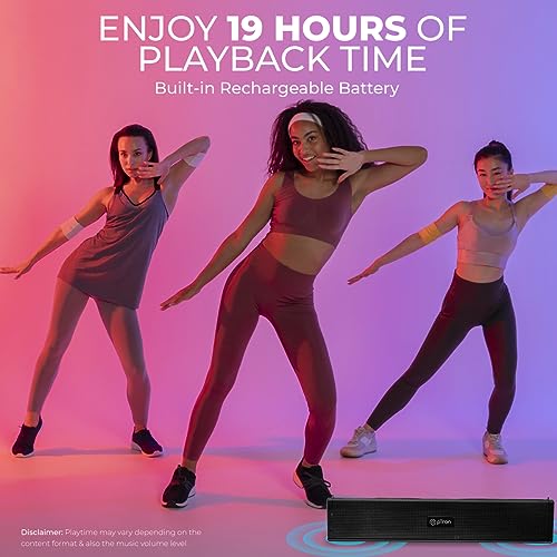 Image of pTron Fusion Wave 16W Mini Bluetooth Soundbar Speaker with up to 19Hrs Playback Time, Soundbar for Phone /TV /Laptop /Tablets /Projectors & BT5.0 /Aux /TF Card /USB Drive Playback (Silk Black)