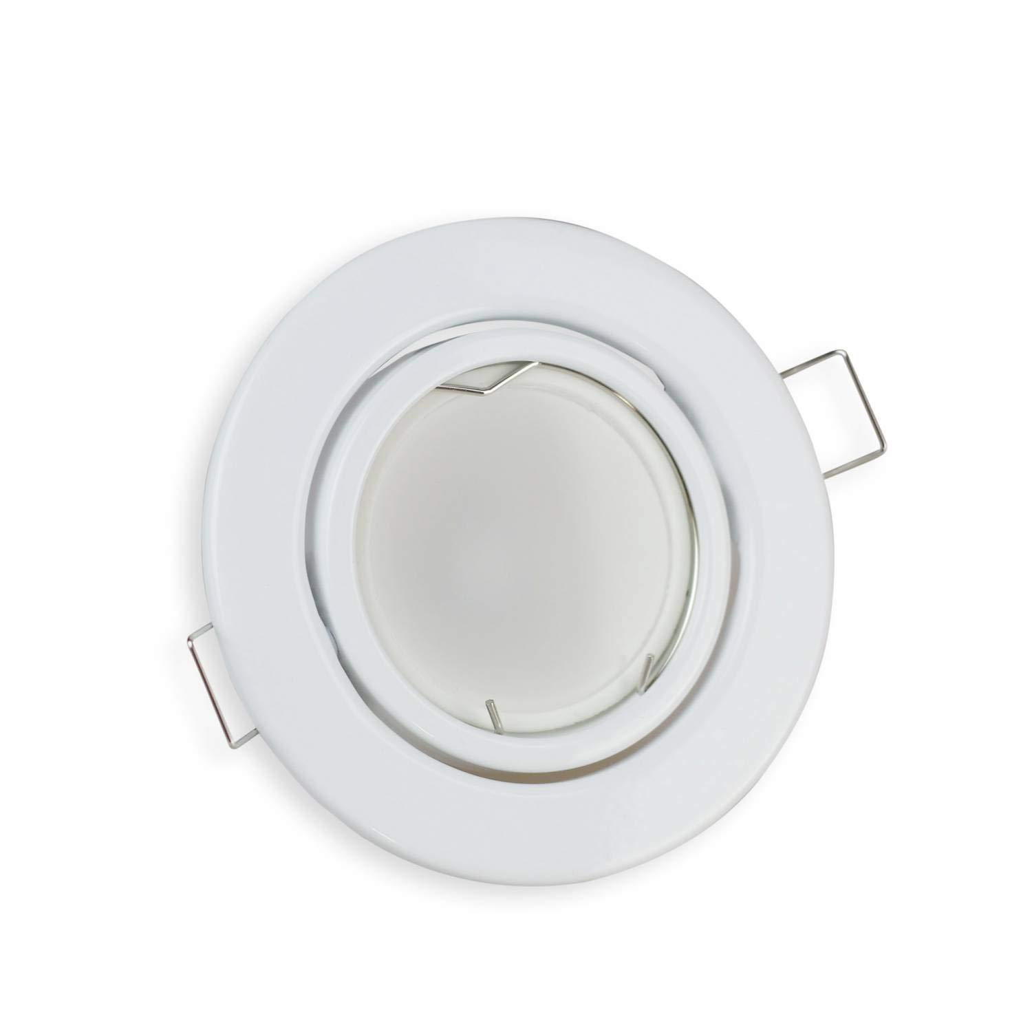 6x Downlight blanco LED redondo 7 vatios blanco frío 12V - MR16 empotrable Foco giratorio Ø65mm taladro - montaje - techos de focos - focos empotrables focos de techo empotrables focos