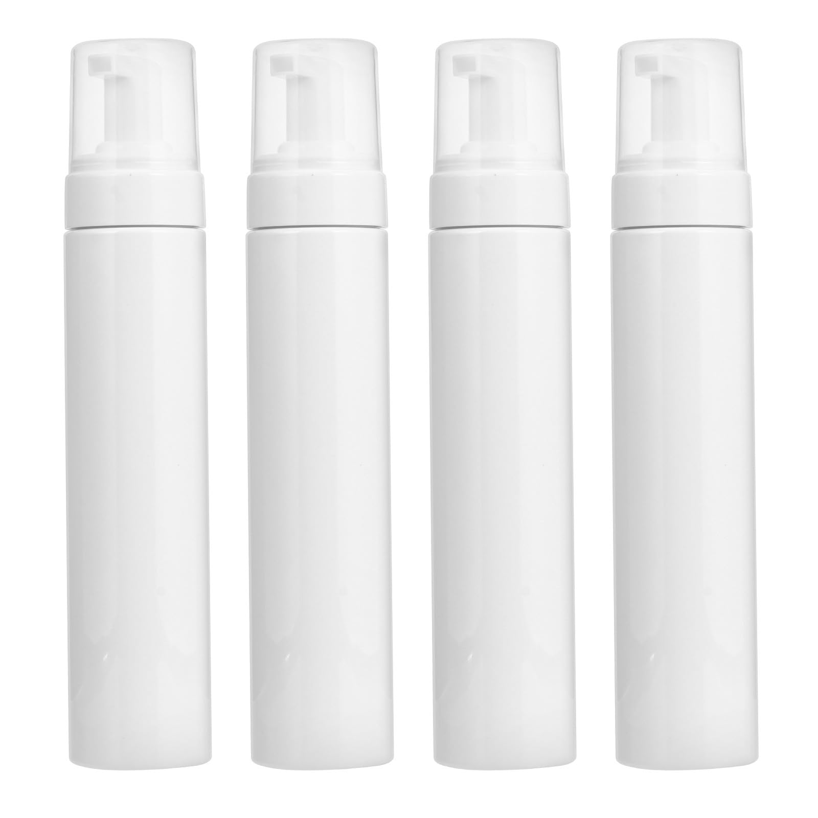 Set di 4 Dispenser per Schiuma 250ml in Plastica Bianca, Ricaricabili per Shampoo e Detergente Viso, per Viaggio D'affari e Uso Ufficio