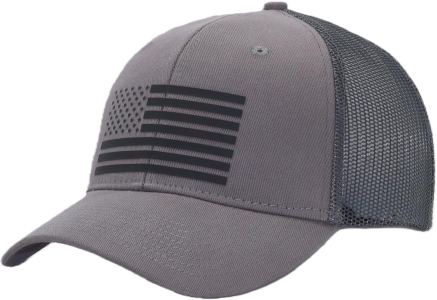 Image of American Flag Trucker Hats, Patriotic Baseball Cap for Men, Adjustable Breathable Mesh Snapback, Fits OSFM & XXL Head
