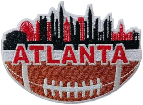 City of Atlanta on Half Football Patches Embroidery for Iron on sew on Fabrics 3.5 x 2.5 Inches, City Design