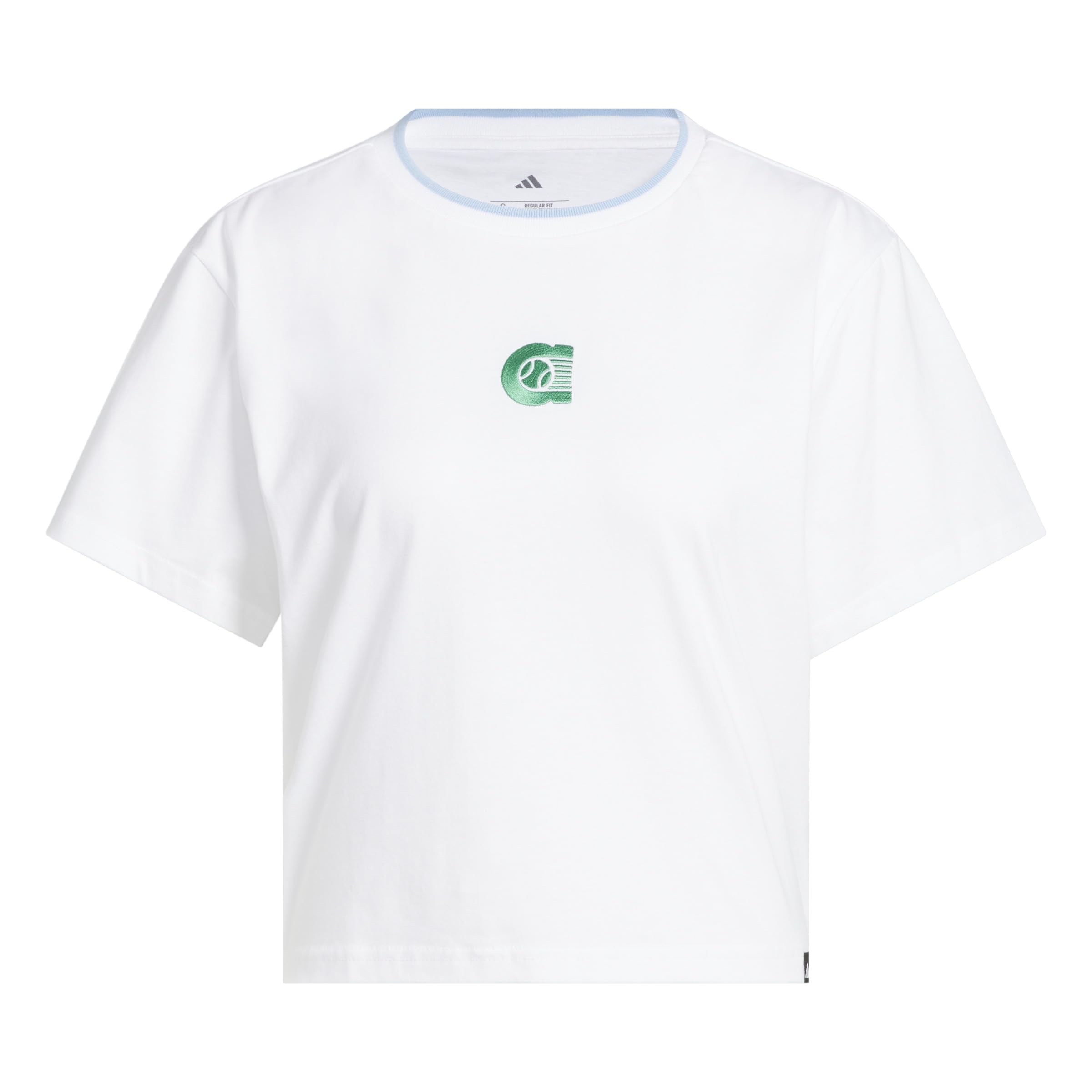adidas Women's Summer Prep Graphic Crop Tee, White, L