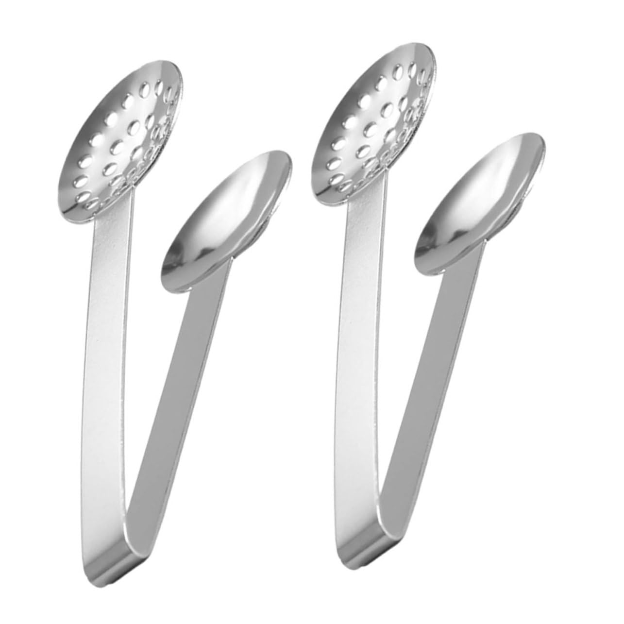 BRIGHTFUFU 2Pcs Stainless Steel Kitchen Tongs Multi Purpose Sugar Tongs and Tea Bag Squeezer Non Slip Strainer Holder for Ice Cubes Snacks and Desserts Dishwasher