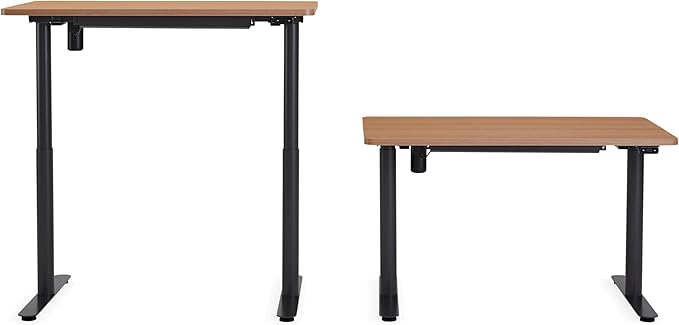Steelcase AMQ Solo Sit-to-Stand Desk - Standing Adjustable Desk - Powerful Computer Standing Desk - Easy Assembly Computer Desk - Merle Base & Dark Oak Top
