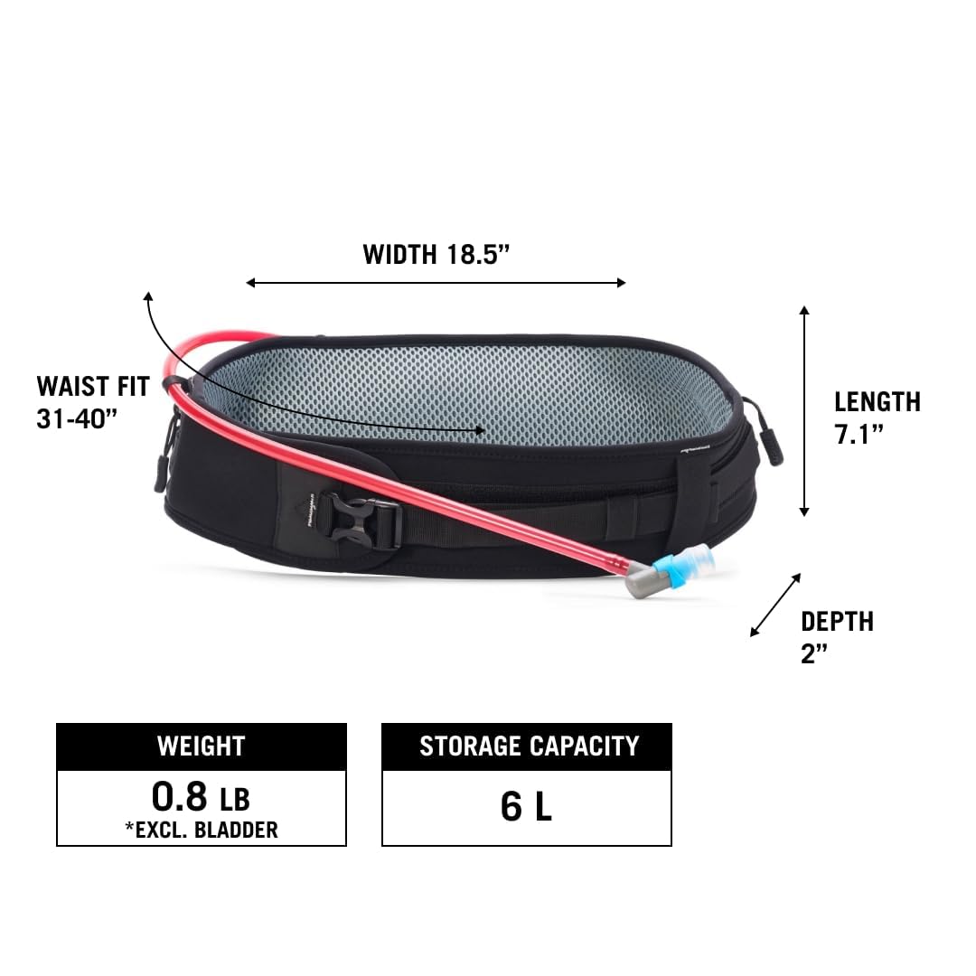 USWE Zulo Hydration - Marsupio per l'idratazione, con organizer e tasche laterali, cintura anti-rimbalzo (nero carbonio, 6L)